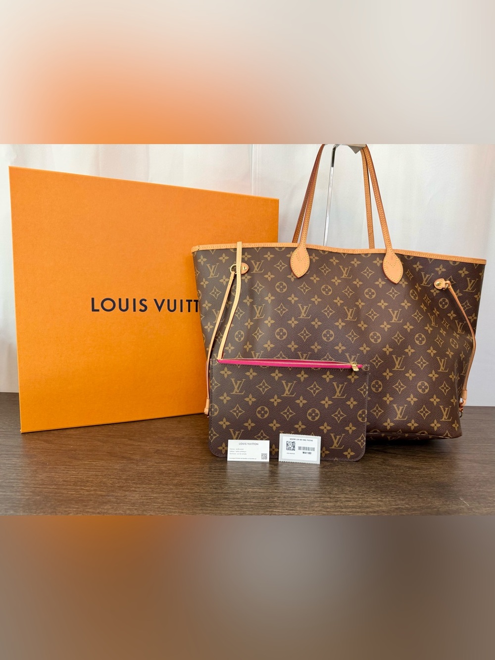 Louis Vuitton Monogram Canvas Tote with Pink Zip and Natural Leather Trim